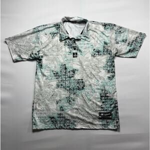 Out of Bounds Men's Short Sleeve White Floral Print Golf Polo Shirt - Size S